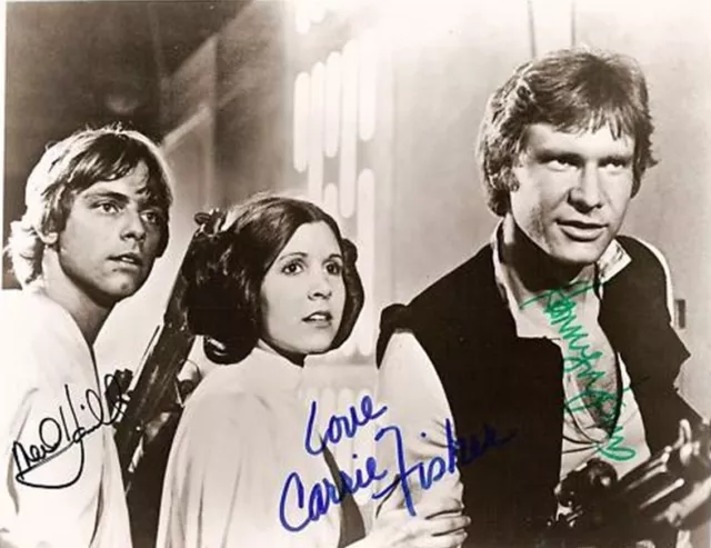 Star Wars Cast ++ Autogramm ++ Mark Hamill Harrison Ford Carrie Fisher Autograph