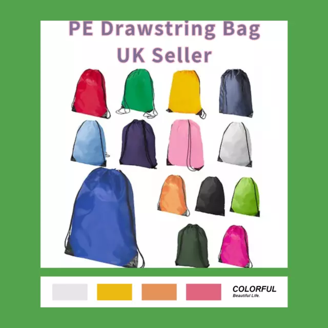 Drawstring Book Bag Sport Gym Swim PE Dance Girls Boys Sports Wholesale QTY UK