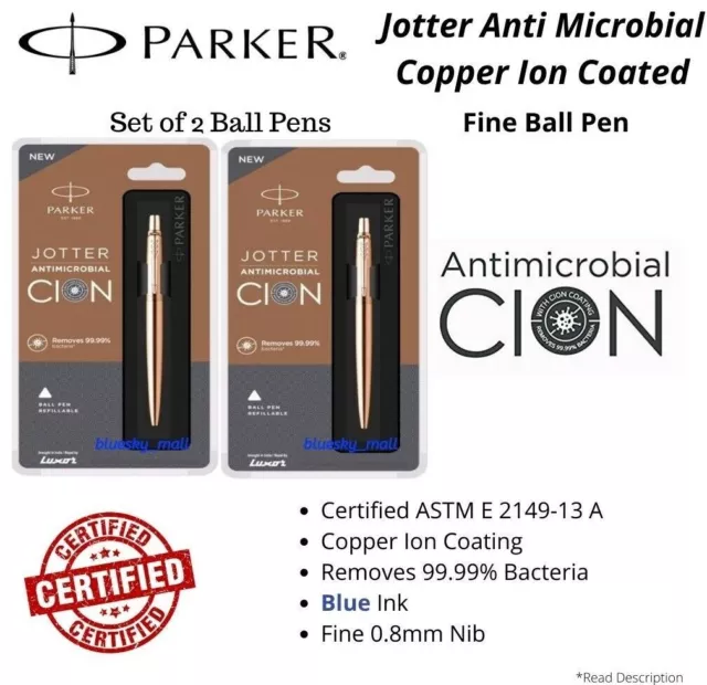 2 penne a sfera Parker Jotter con rivestimento antimicrobico agli ioni di...