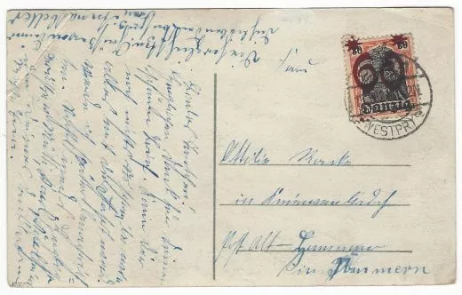 Freie Stadt Danzig 1920 MiNr. 19 Einzelfrankatur Serienkarte Nr. 6239/6 15.3.21