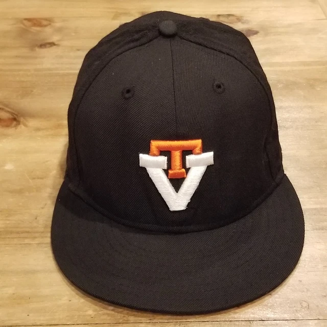 Virginia Tech Hokies Hat Cap New Era Size 7 3/8 Fitted Black Y2K Wool Retro Logo