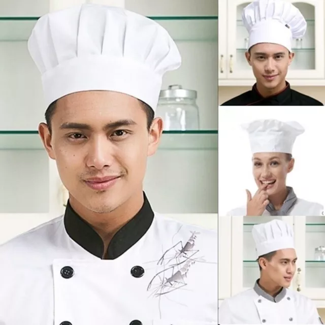 New Hot Popular Pleated Chefs Catering Hat Cook Food Prep Kitchen Round Cap