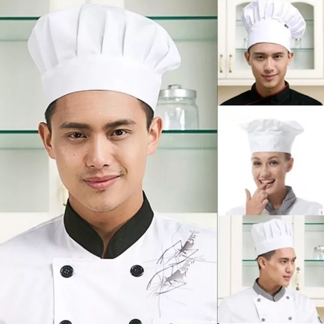 New Popular Pleated Chefs Catering Hat Round Cap Cook Food Prep Kitchen Tool