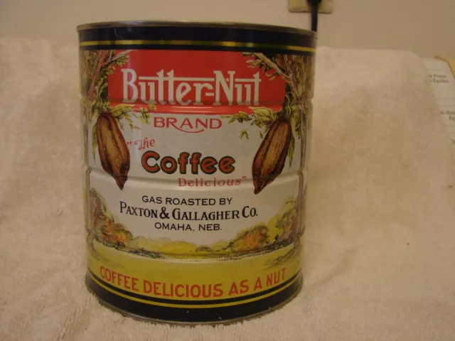 Butter-Nut Coffee 3 Lb. Air Sealed 1988 Commemorative Can Paxton & Gallagher Neb