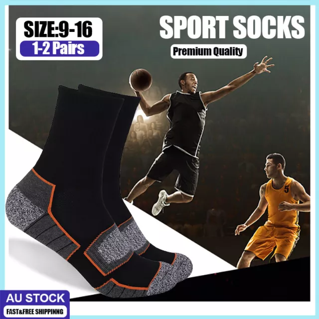 Sports Socks Mens Cotton Running Work Quarter Crew Heavy Duty Cushion 1-2 Pairs