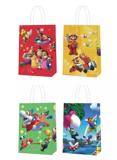 12PC Super Mario Party Paper Loot Lolly Bag Birthday Party Bag Favour Candy Bag