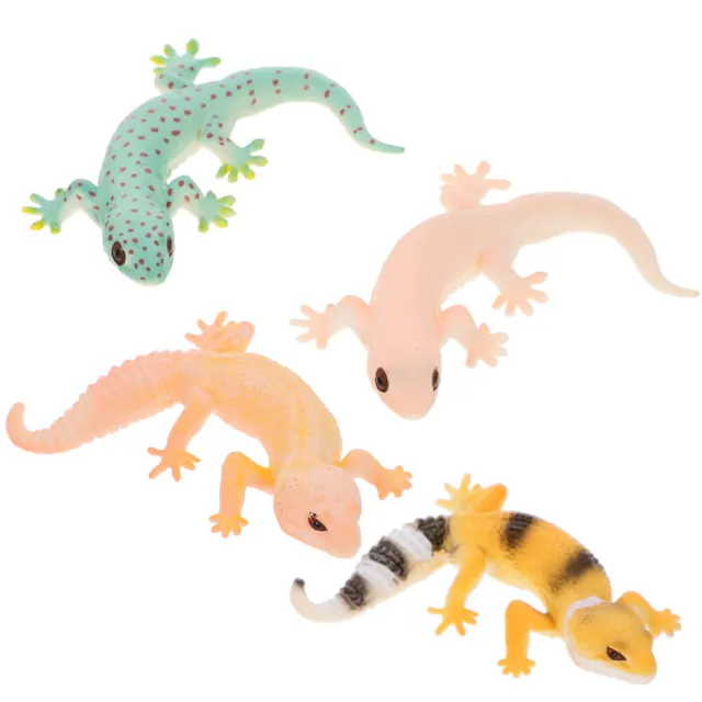 4Pcs Simulation Lizard Figurine Plastic Lizard Toy Reptile Animal Model Prank