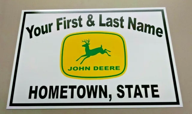 Personalized John Deere Tractor (4-Legged Lepping Deer} Aluminum Name Sign