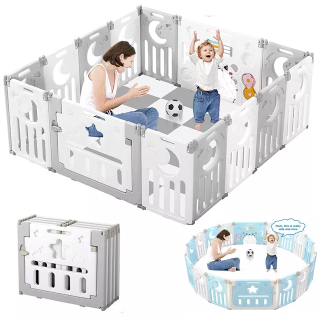 Foldable 14 Panels Baby Playpen Kids Safety Child Play Center Yard Indoor Toy