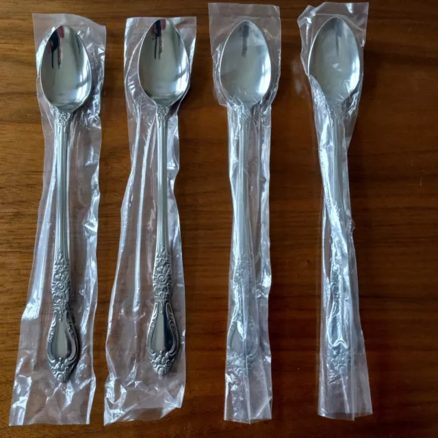 4 Oneida Northland Carolina Stainless Ice Tea Spoons NEW 7.4" Korea Flatware