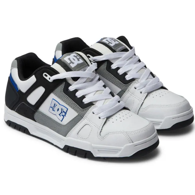 DC Shoes Men's Stag White/Grey/Blue Low Top Sneaker Shoes Clothing Apparel Sk...