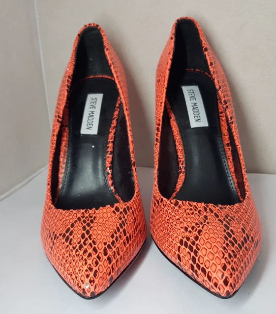ORANGE SNAKE PATENT Heels Size 7 (Eu 40) Steve Madden New £10.78 ...