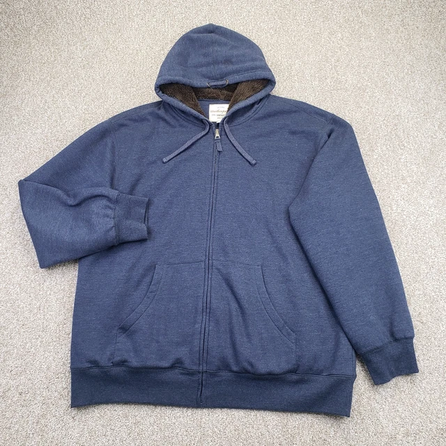 Weatherproof XXL 2XL Mens Sherpa Lined Hoodie Sweatshirt Full Zip Jacket Blue