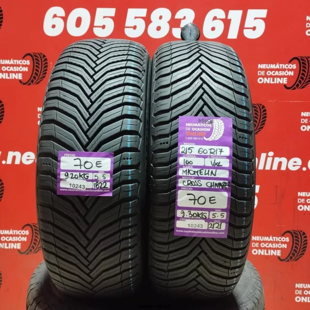 2x 215 60 R17 100V XL Michelin Tête De Climate M+S 5.5/5.5mm Réf: 10243