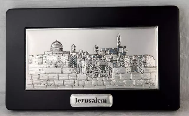 New Handmade Hazorfim Buon Dia Silver Plated Jerusalem Wall Plaque  9x5.5"