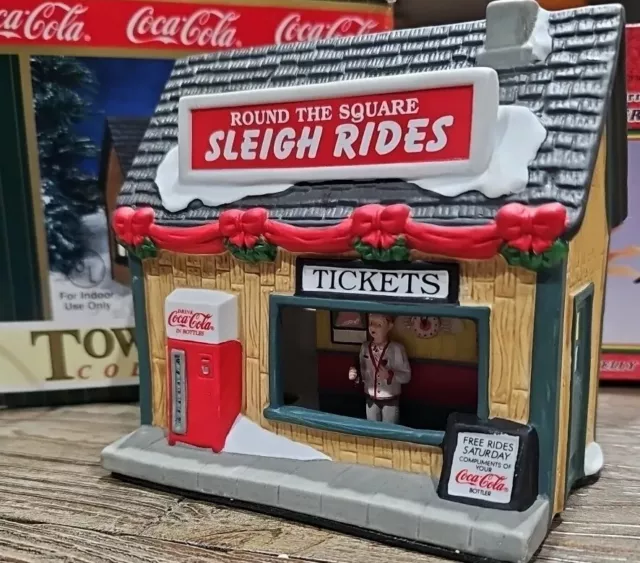 Coca-Cola 1999 Sleigh Rides Tickets Town Square Collection Christmas Village