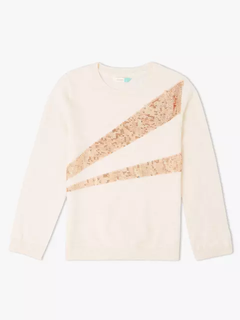 Maglione paillettes per bambina John Lewis, farina d'avena taglia età 12 anni miglior prezzo nuovo con etichette Regno Unito