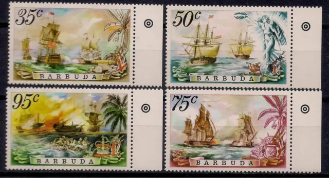 Barbuda 1975 Ships Boats Sailing Navy Naval Battle of the Saints 4v MNH(2)