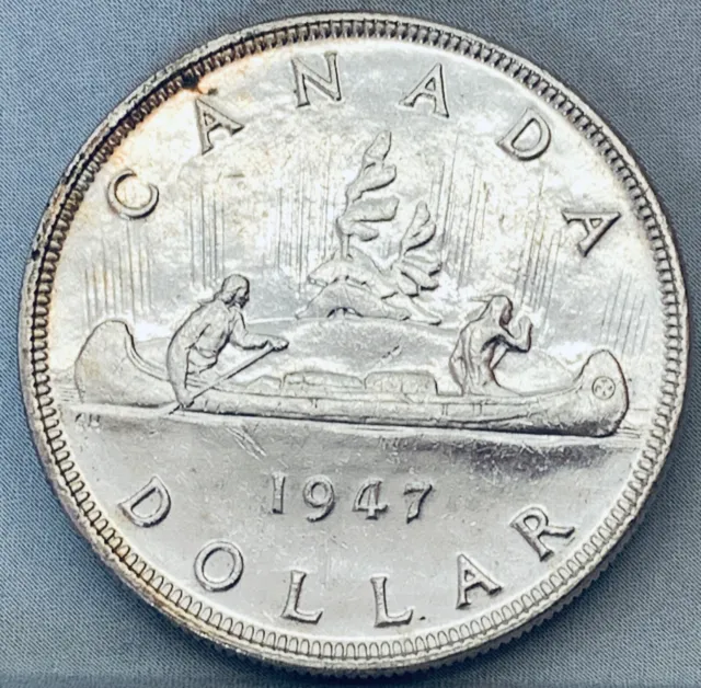 1947 Canada $1 Dollar Silver Coin Blunt 7 George VI