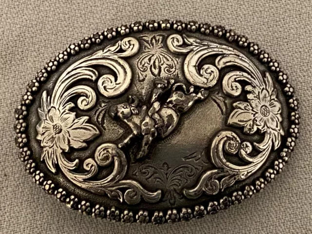 Bull Rider Rodeo Bronc Swirl Flower Western Cowboy Belt Buckle by Nocona Buckles