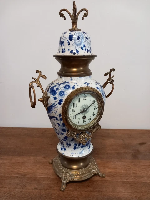 Ancienne Pendule Garniture De Cheminée En Faïence Digoin Sarreguemines Art Deco Bleu Ancienne Pendule Garniture De Cheminée En Faïence Digoin Sarreguemines Art Deco Bleu