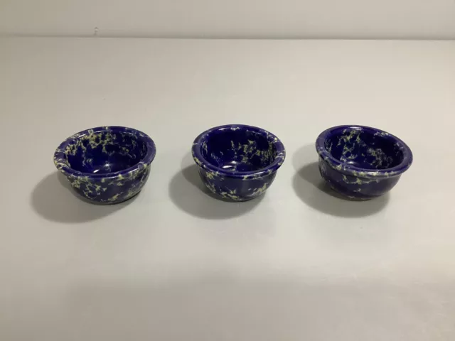 Vintage Bennington Potters Vermont - Blue Agate - Set 3 Small Bowls