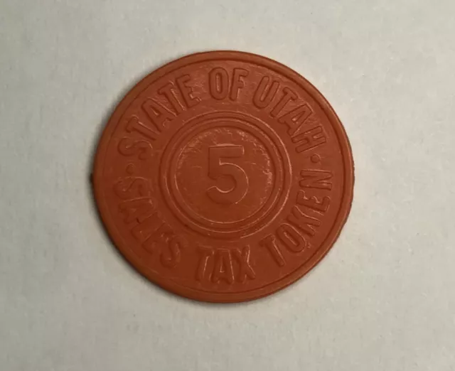 Utah Sales Tax Token 5 Mills Orange Plastic