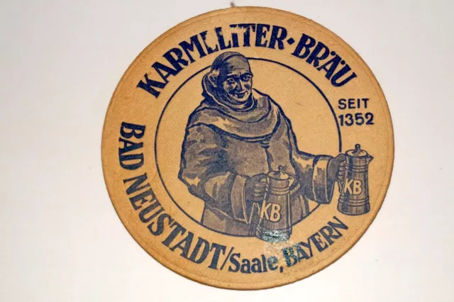 Bierdeckel: Karmeliter Bräu Bad Neustadt/ Saale Bayern 1352