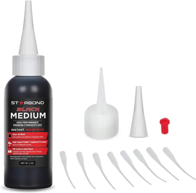 Starbond KE-150 Black Medium, Premium Rubber Toughened CA - Super Glue Kit with