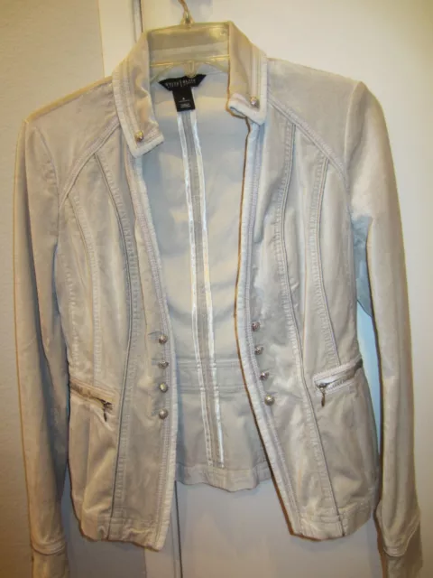 White House Black Market Light Gray Silver Velvet Blazer Jacket Women's Size 4