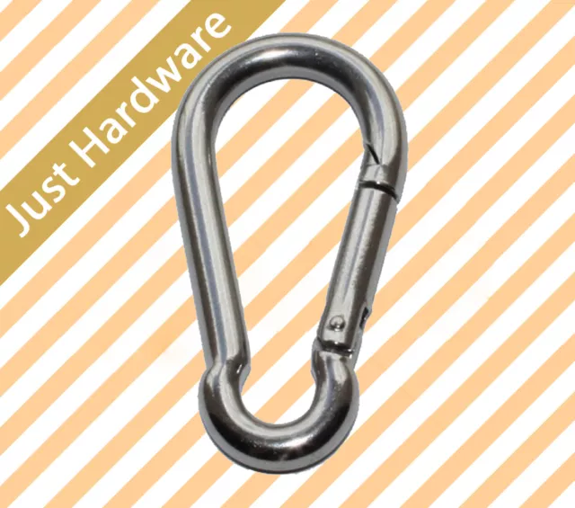 Snap Hook Clip Camping Climbing Lock Carabiner 50 x 5mm STAINLESS STEEL 316 NEW