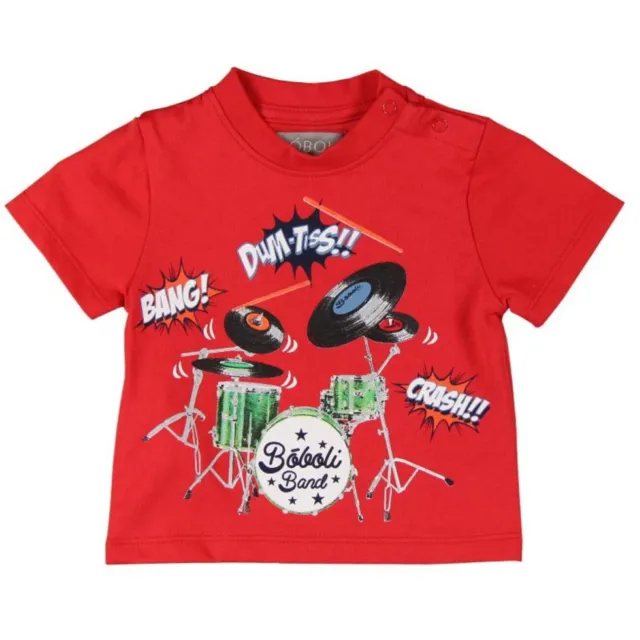 T-Shirt Percussioni Rosso per Ragazzi Tgl 74 80 86 92 Di Boboli