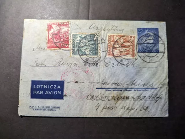 1939 Poland Airmail Cover Koweli to Buenos Aires Argentina