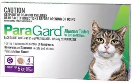 Paragard Allwormer Tablets for Cats and Kittens up to 5kg - Pack of 4 tablets