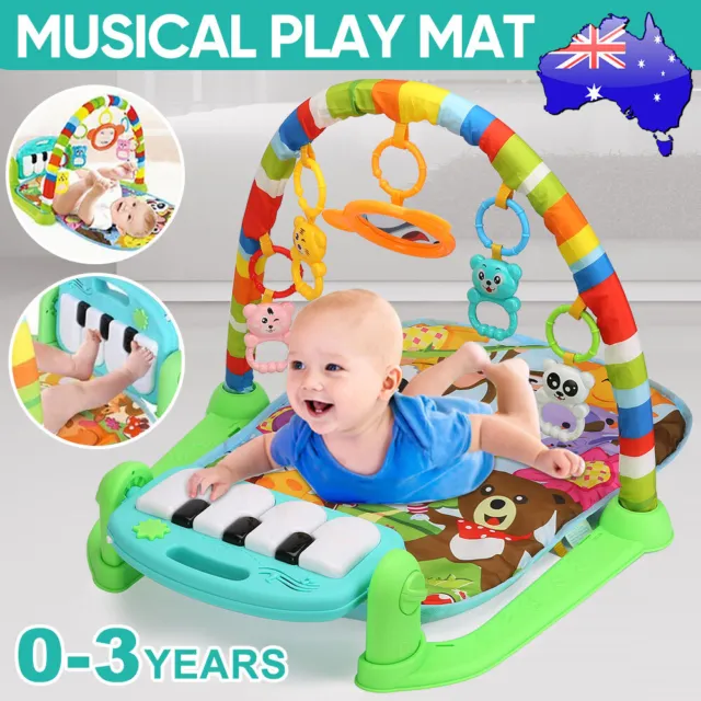 Baby Play Gym Infant Mats Rack Toy Activity Centre Floor Music Piano Soft Lights