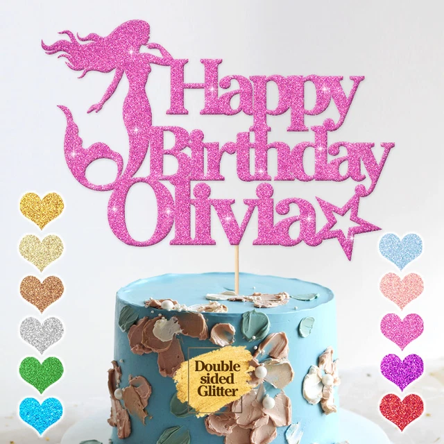 Topper per torta sirena compleanno personalizzato per ragazze glitter decorazione festa qualsiasi nome