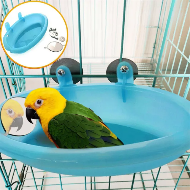 Bird Water Bath Tub for Pet Bird Cage Hanging Bowl Parrots Parakeet Birdbath