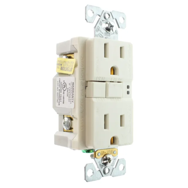 Eaton Cooper Sgf15La-M-L Self-Test Gfci Receptacle, 15A, 120V, Lt. Almond