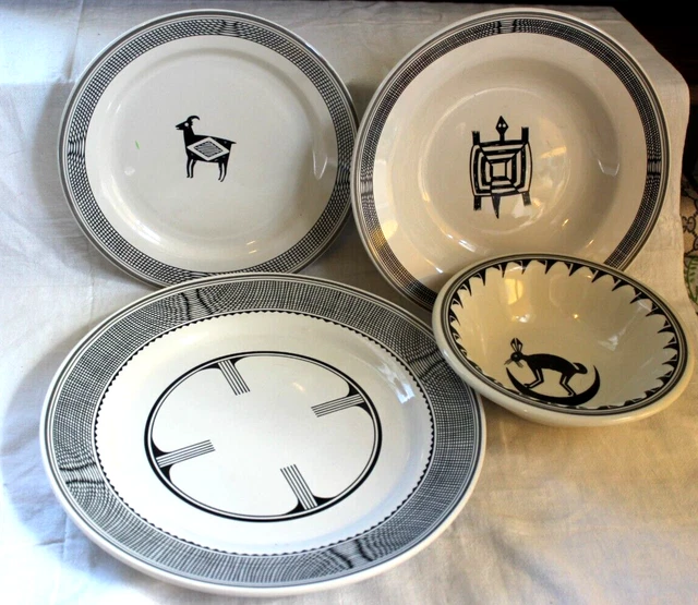 Pipestone Ancient Mimbreno 4 piece Santa Fe Railroad Dining Service Replica