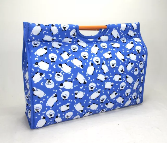 Knitting Bag Wool / Yarn / Craft Storage Bag Blue Sheep Design, Fully lined