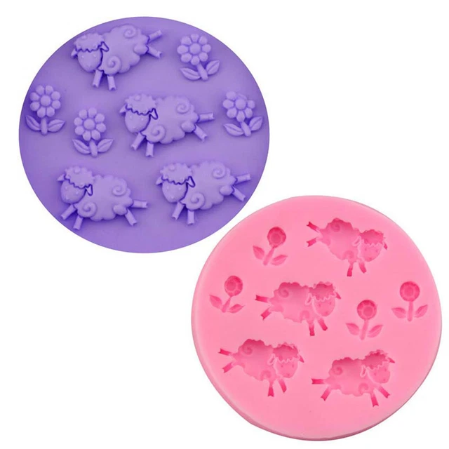 Fondente silicone pecore e fiori animali 3D stampo per torta caramelle decorazione cioccolato^ LM❤