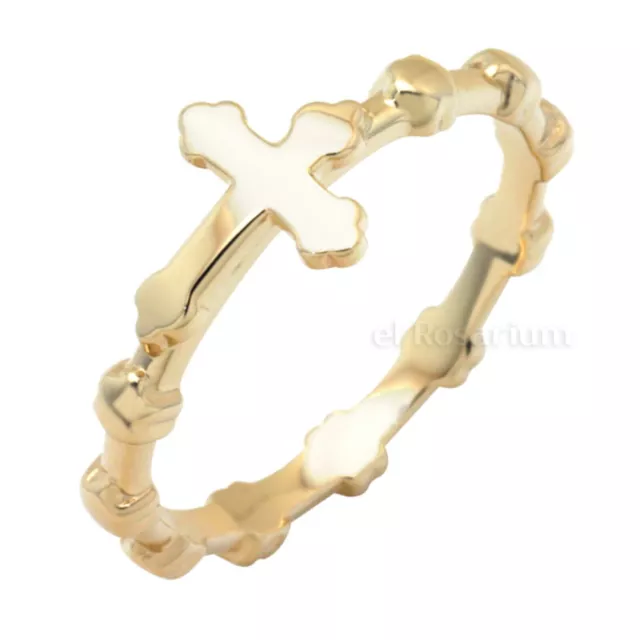 Rosary Ring PR140-50M 10K Real Solid Gold Catholic Christian Ring (US 4 ~ 11)
