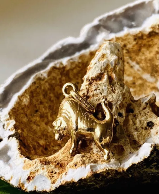ITALIAN 9K 9CT Gold Buffalo Bull Bison Charm Pendant Fully