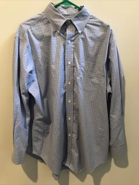 LAUREN RALPH LAUREN MENS BLUE CHECKERED DRESS SHIRT SIZE 16 1/2 32/33 Non Iron