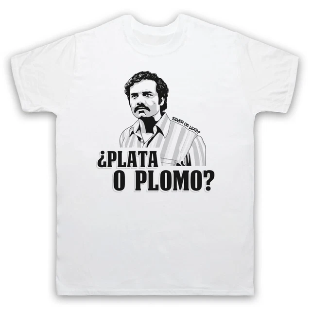 Narc Pablo Escobar Plata O Plomo Silver Or Lead Medium White Mens T-Shirt