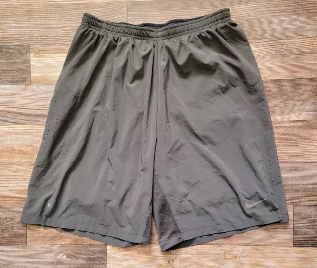Nike Pro Flex Phenom 2 in 1 Compression Running 9” Shorts Size M Gray 619890-233