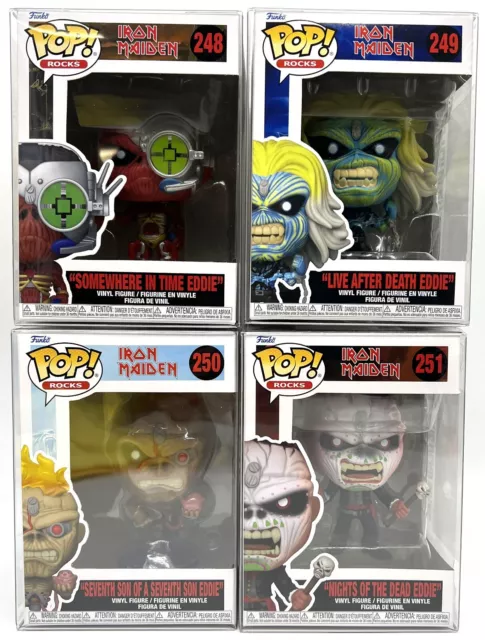 Funko Pop! Iron Maiden Eddie Collection Set of 4 with POP Protectors