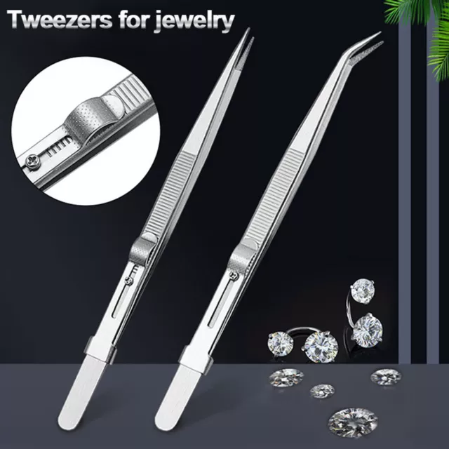 Slide Locking Tweezers Stainless Steel Fine Tipped Precision Tweezers masry