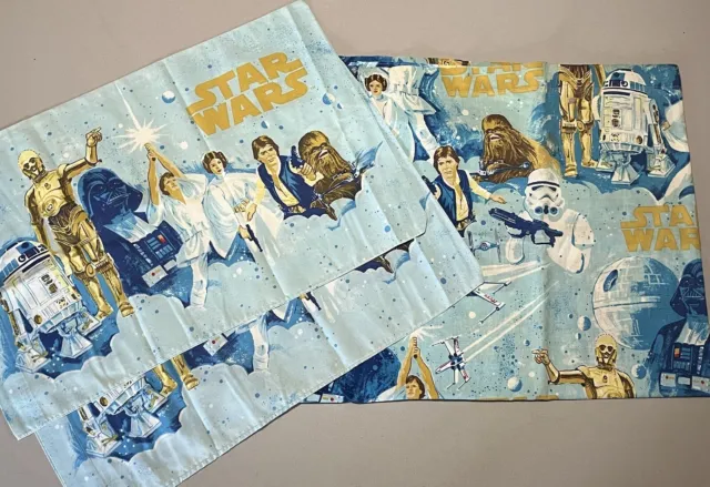 Vintage 1970s Star Wars Bedding Flat Sheet, 2 Pillow Cases ,Twin Size