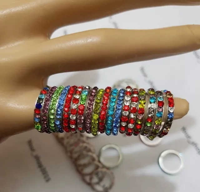 10 Damen stilvolle Qualität Mode Strass Tschechisch Versilberter Ring Geschenk